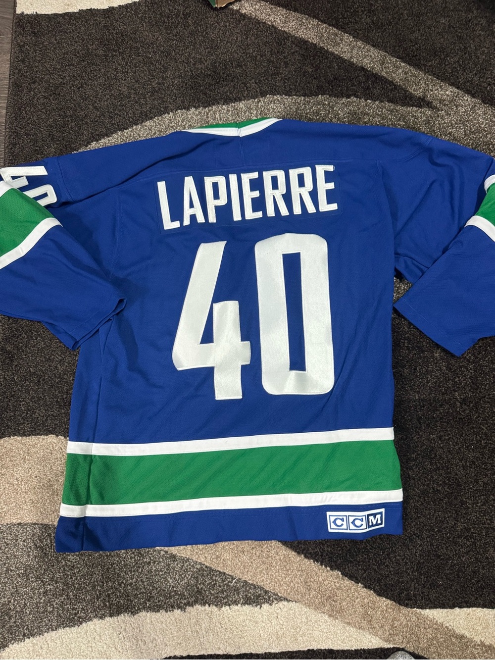 CCM Blue and Green Lapierre Hockey Jersey #40